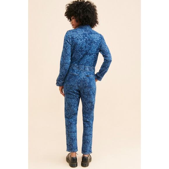 Free People Re-Nully X Tricia Fix Embroidered Coveralls Dark Denim Sz:S Ret$350 - Picture 2 of 8